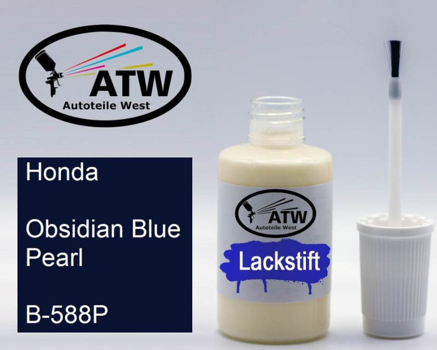 Honda, Obsidian Blue Pearl, B-588P: 20ml Lackstift, von ATW Autoteile West.